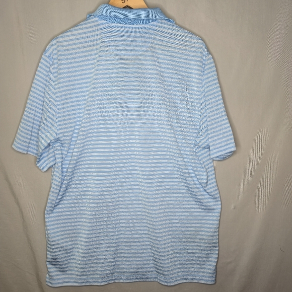 Greg Norman Men's Blue Striped Golf Shirt Short Sleeved Size XL - Picture 2 of 6